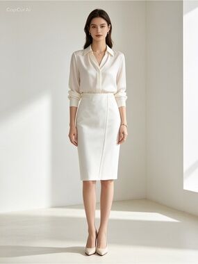 Boss Hugo Boss Crisp White Pencil Skirt - Classic Office Skirt
